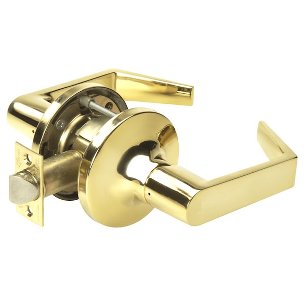 Yale Grade 1 Passage/Closet Latch Cylindrical Lock, Augusta Lever, Non-Keyed, Brght Brss Fnsh, Non-handed AU5401LN 605 - main